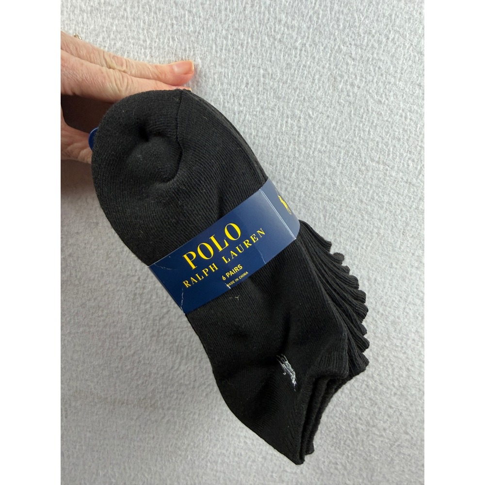 Polo Ralph Lauren Black 6 Pack Low Cut Ankle Socks Womens 9-11 ZL113750PK6NP